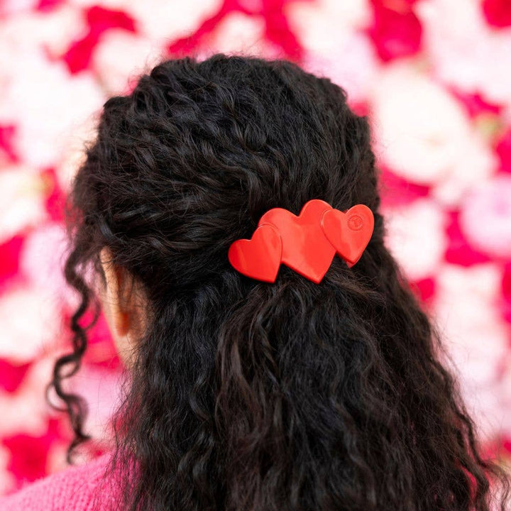 Teleties Flat Hair Clip | Small | Red Heart to Heart