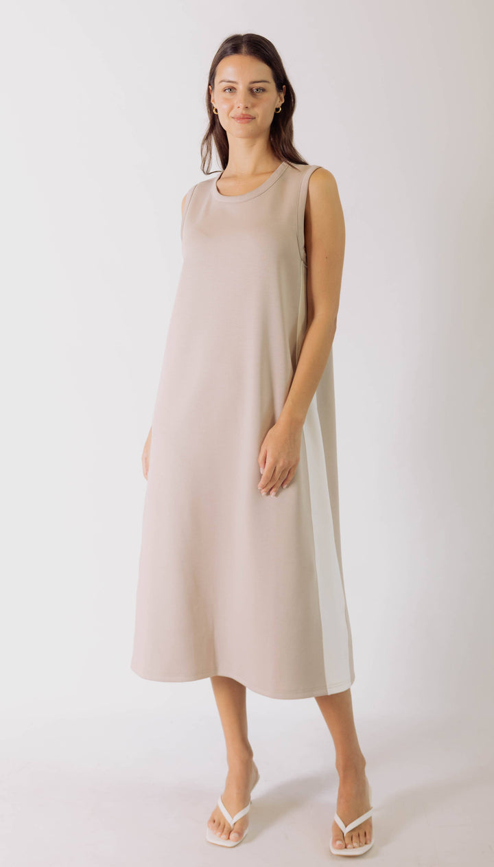 P. CILL Butter Modal Sleeveless Side Stripe Midi Dress