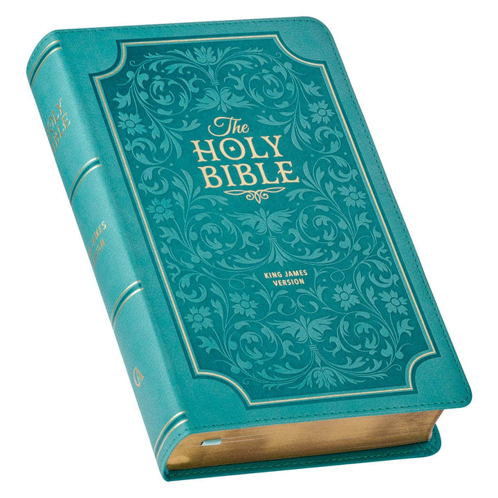 KJV Bible Giant Print Standard-size Faux Leather Teal Floral