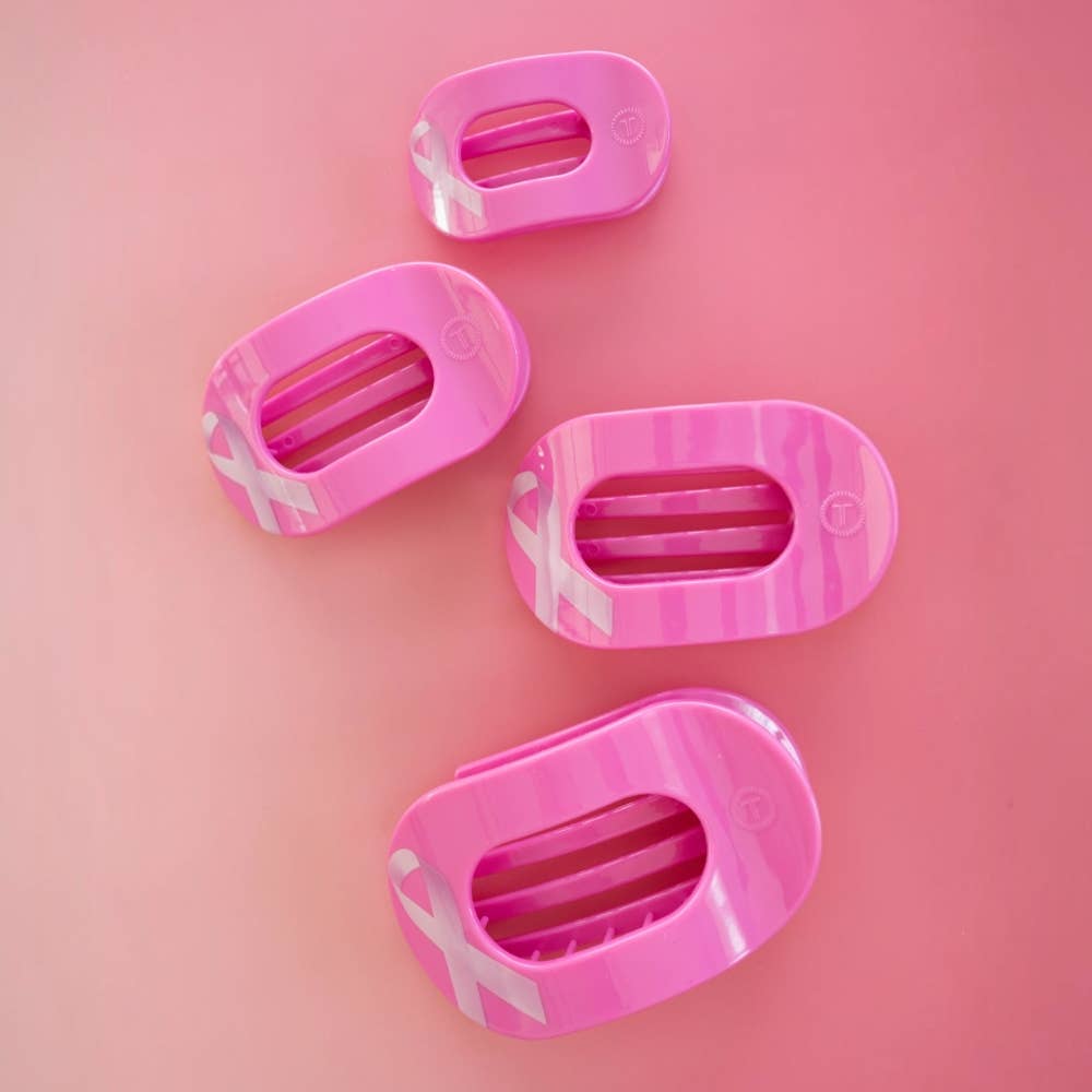 Teleties Breast Cancer Awareness | Large | Flat Round Hair Clip