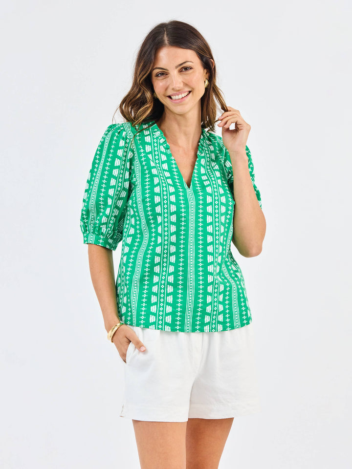 Mary Square Colette Top | Heritage Stitch Green