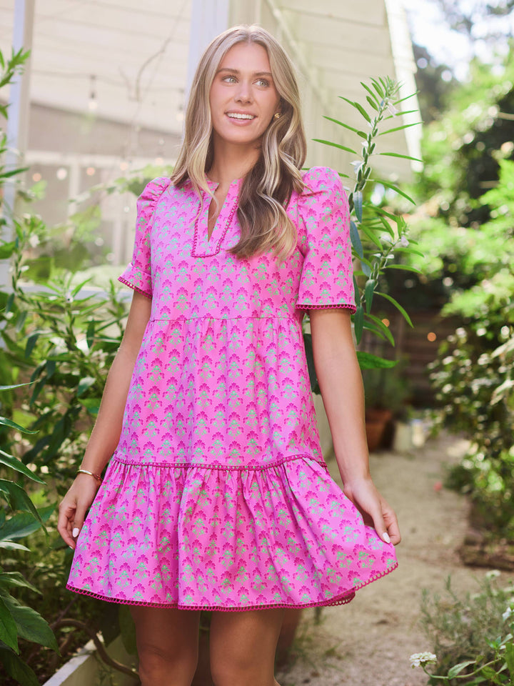Adelyn Dress | Deco Lilies Fuchsia