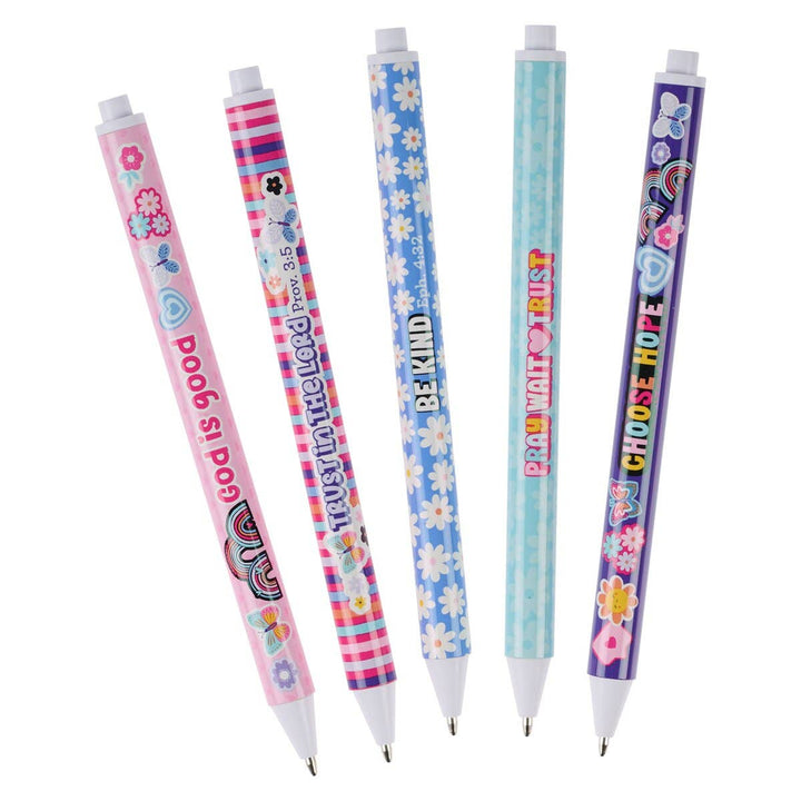 Retractable Pen Set 5 pc Girls Sticker Art