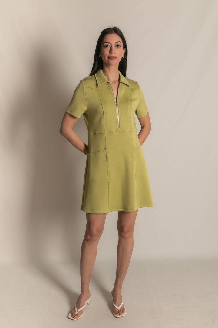 P. CILL Butter Modal Quarter Zip Short Sleeve Dress