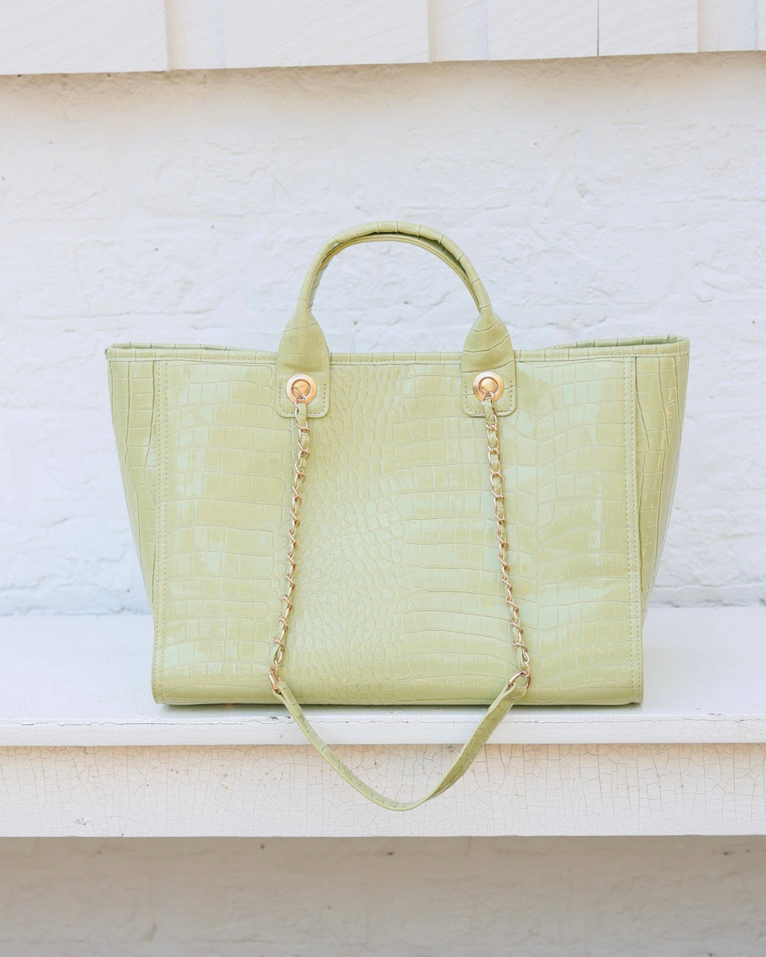 Caroline Hill Missy Tote Lime Patent EC