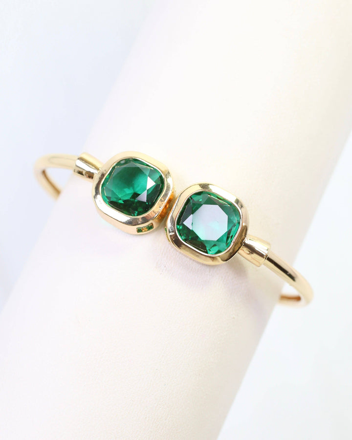 Kira Square Crystal Cuff Bracelet -Emerald