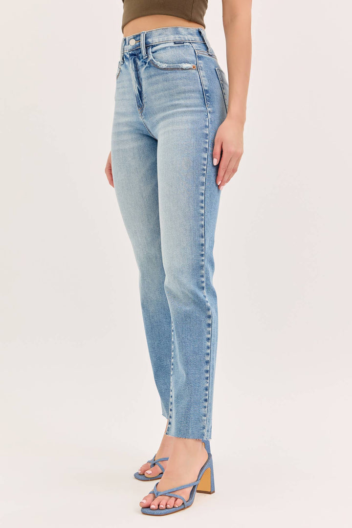 Cello High Rise Crop Straight Medium Denim Jeans