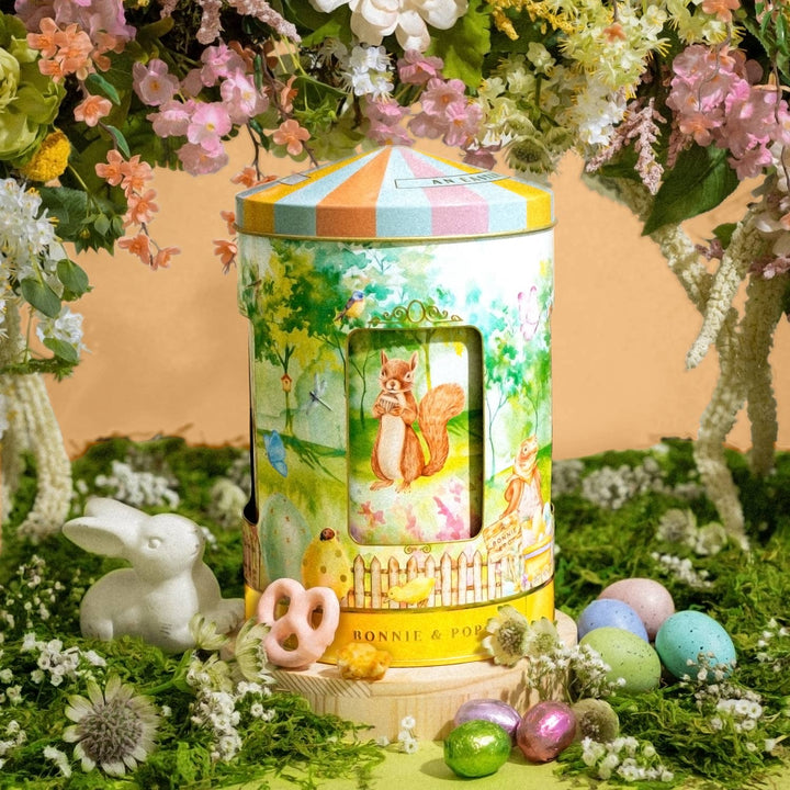 Bonnie & Pop Musical Easter Carousel Gift Tin with Spring Candy Assortment