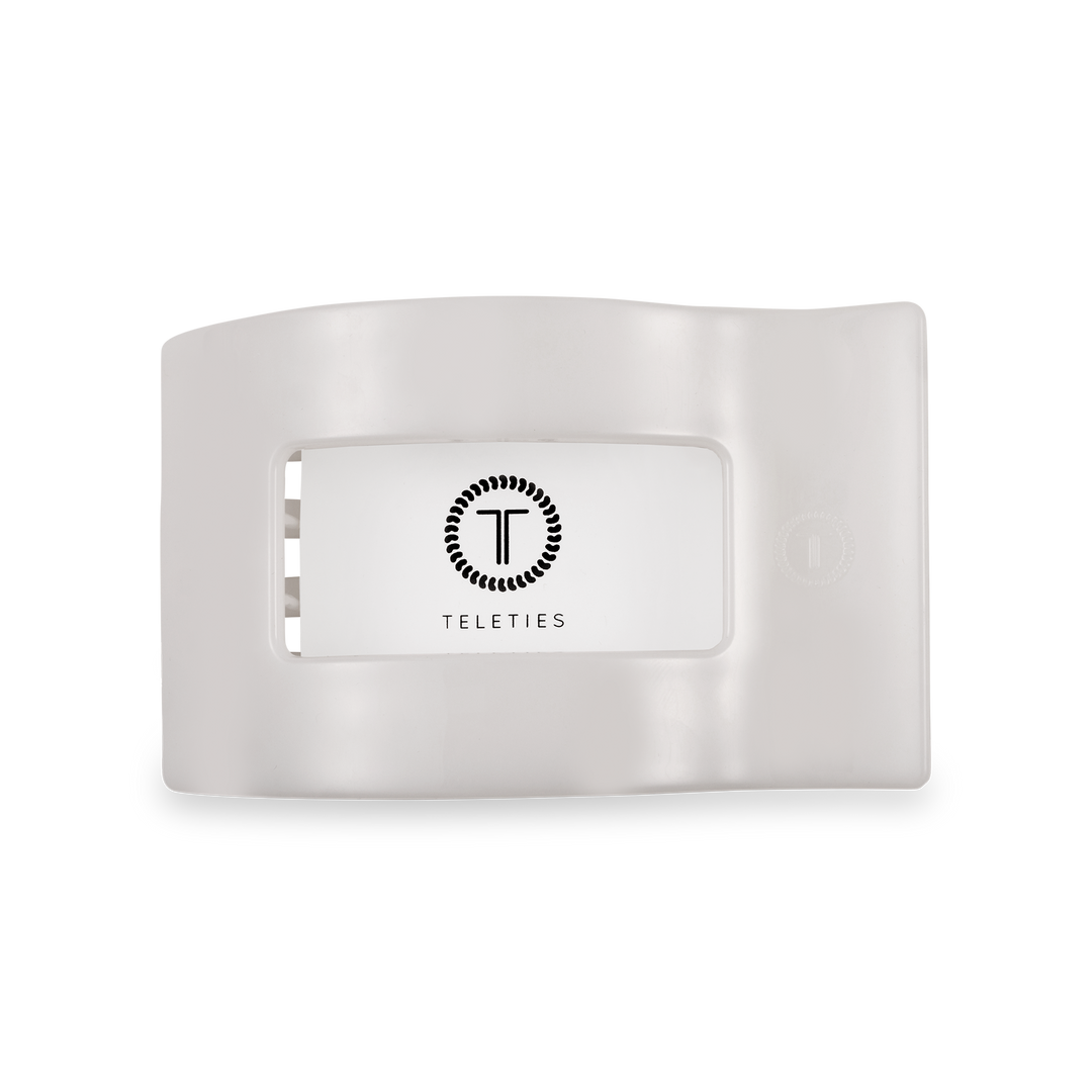 Teleties Flat Rectangle Hair Clip | Medium | Coconut White
