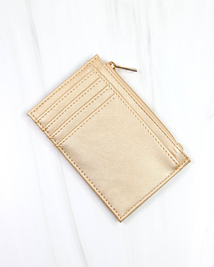 Caroline Hill Molly Zip Card Holder- Gold