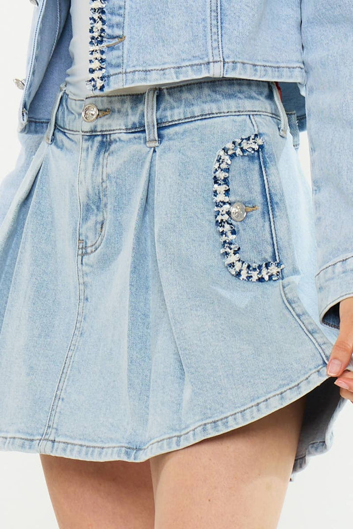 MID RISE BOUCLE TRIM MINI SKIRT-KC2244L
