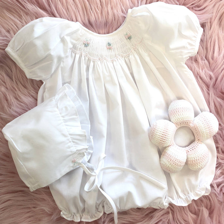 Petit Ami Pink Bubble with Novelty Smocking