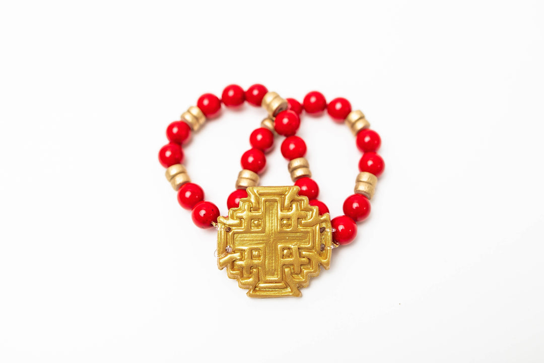 Hidden Truth Red Jade with Jerusalem Bracelet