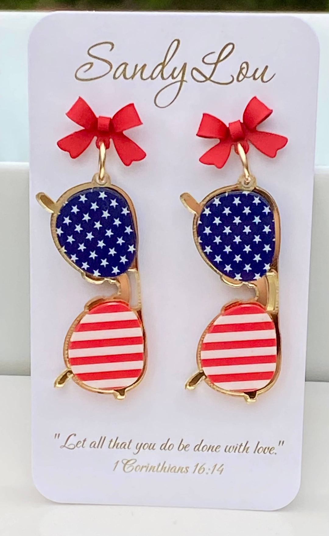 Patriotic American Sunglass Bow Earrings
