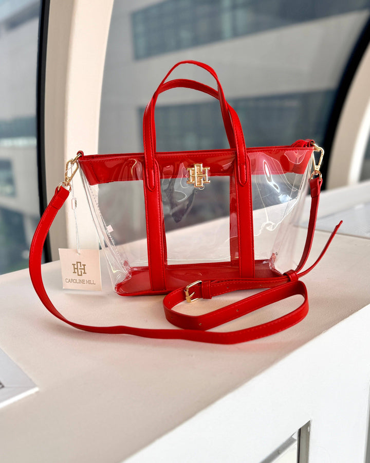 Caroline Hill Molly Clear Mini Tote - Red