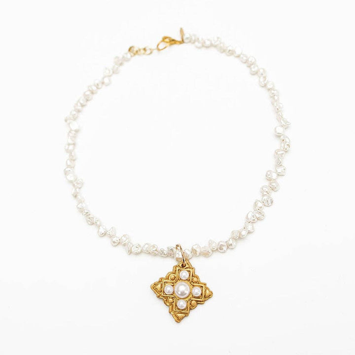 Hidden Truth Jewelry 18" Small Freshwater Pearls with Ellie Pearl Cross Necklace