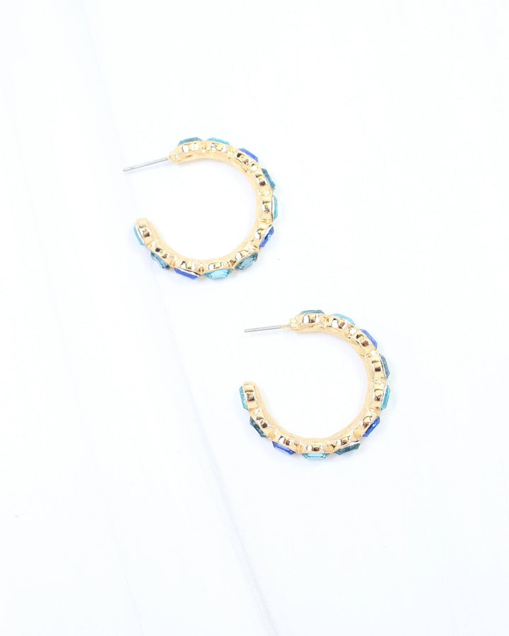 Karter Jeweled Hoop Earring- Blue Multi