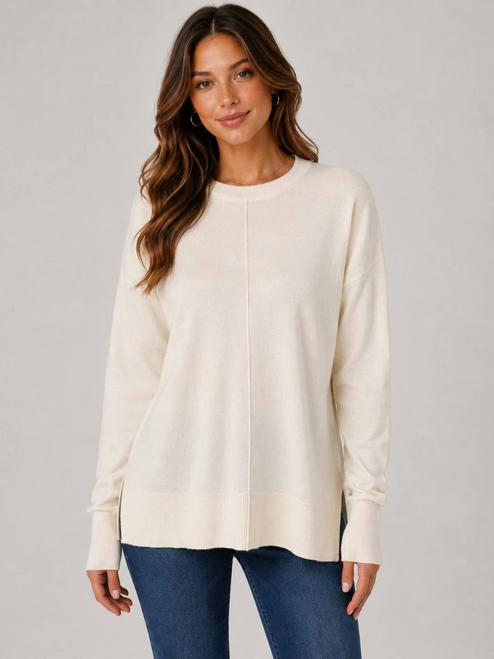 Fate Ivory Relaxed Fit Crew Neck Sweater