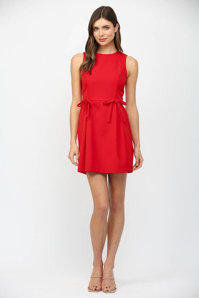 Fate Bow Tie Waist Dress- Red