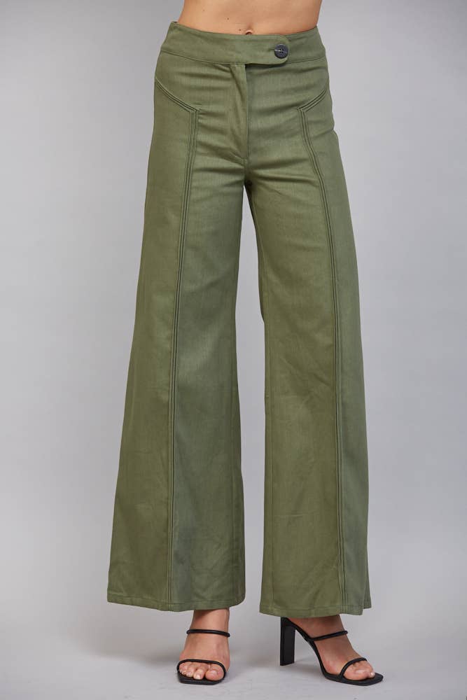 High Waisted Flare Pant with Decorative Seam