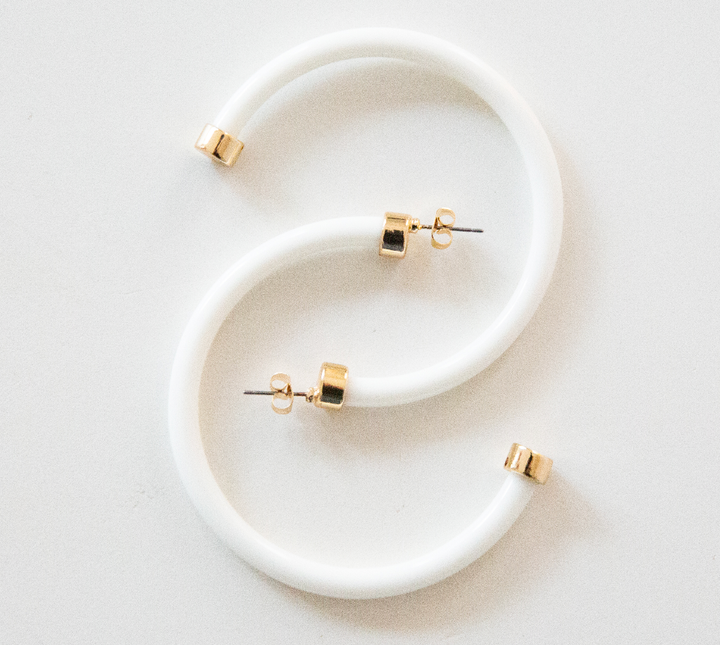 Hoo Hoops Lightweight Large Hoop Earrings - White