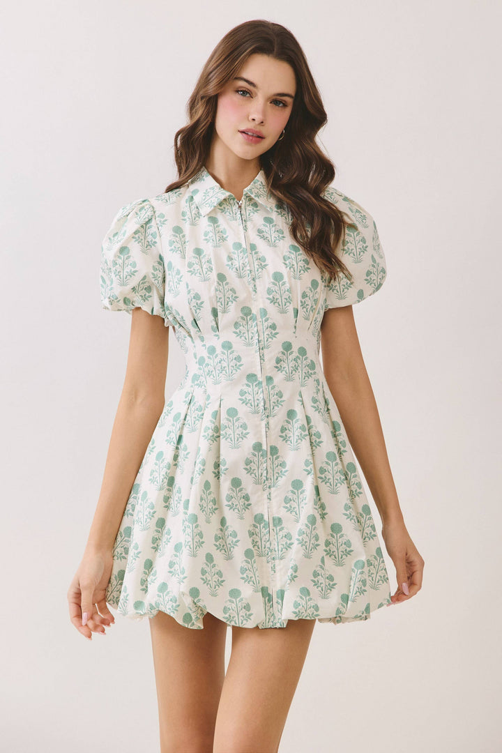 Floral Print Bubble Hem Mini Dress