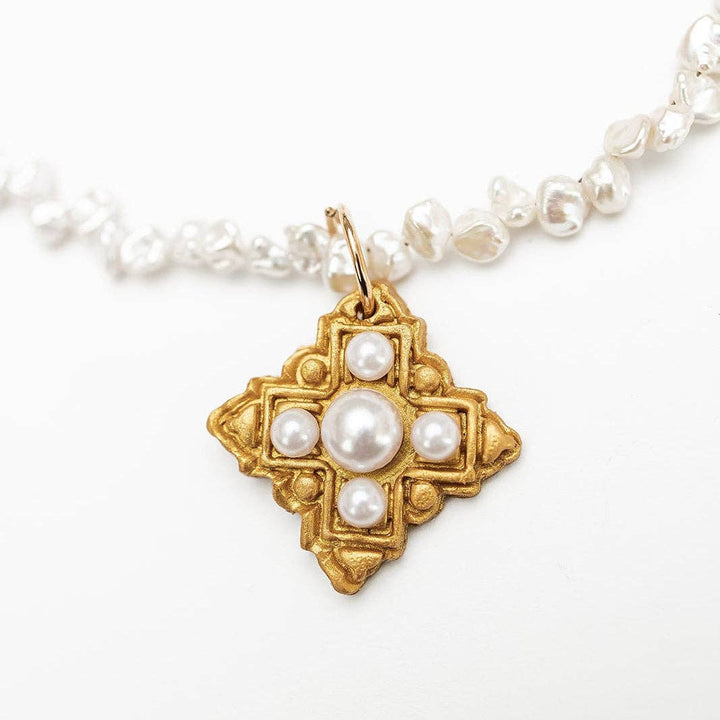 Hidden Truth Jewelry 18" Small Freshwater Pearls with Ellie Pearl Cross Necklace