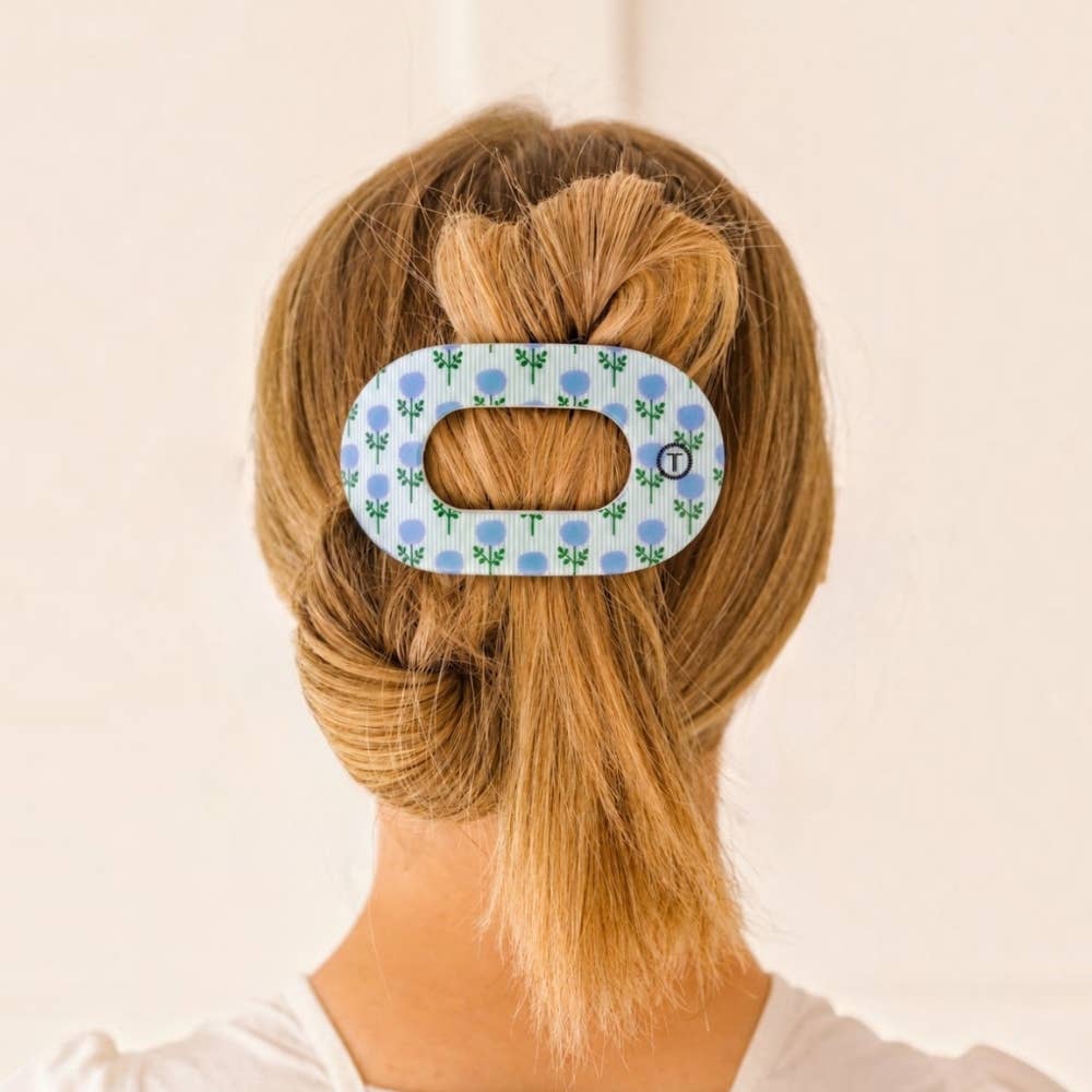 Teleties x Laura Park Blue Marigold Large Flat Round Hair Clip