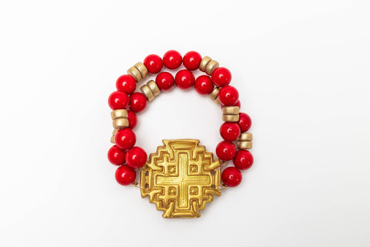 Hidden Truth Red Jade with Jerusalem Bracelet