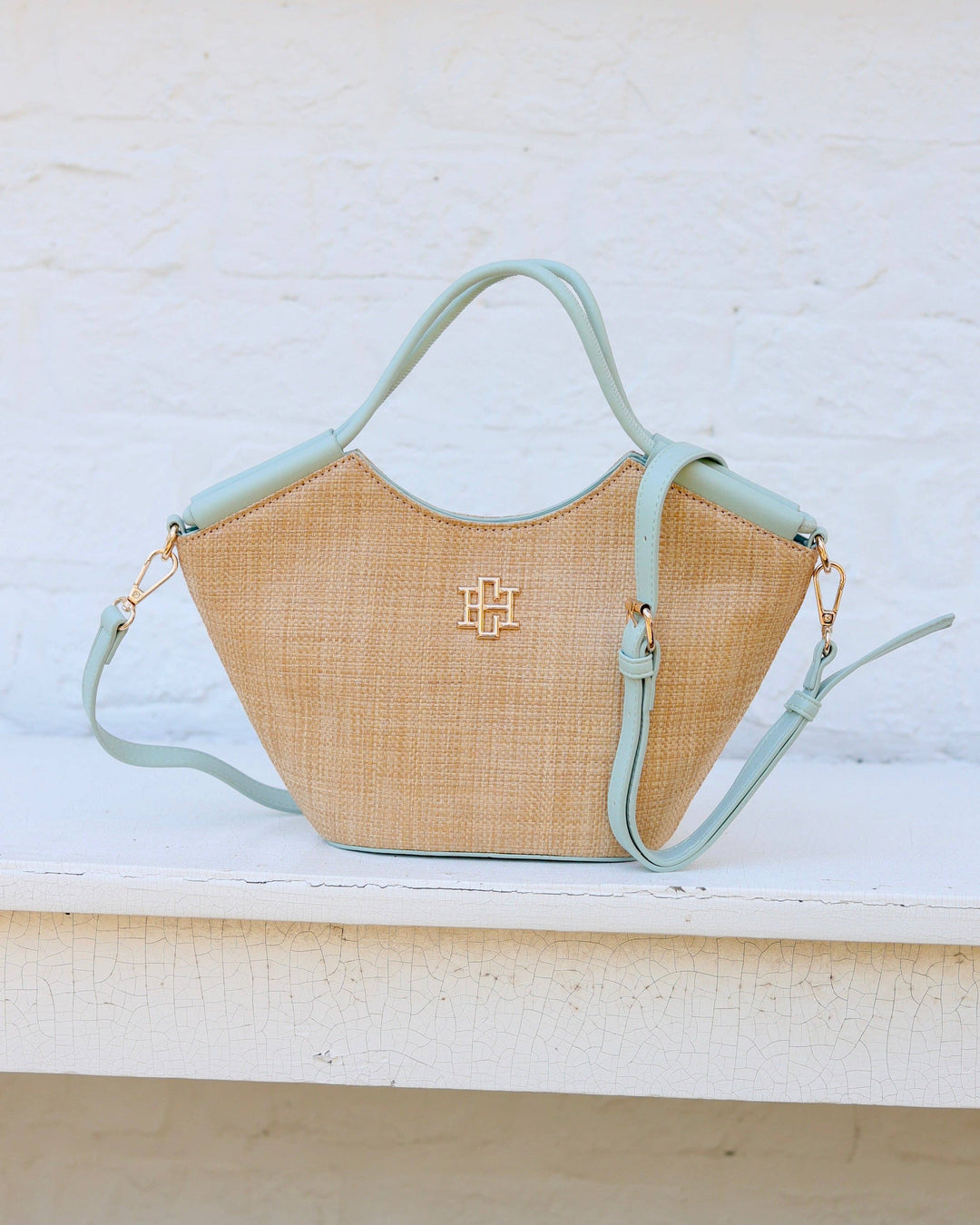 Caroline Hill Leland Mini Tote Natural Mint