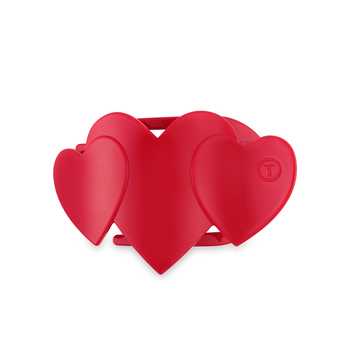 Teleties Flat Hair Clip | Small | Red Heart to Heart