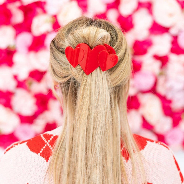 Teleties Flat Hair Clip | Large | Red Heart to Heart