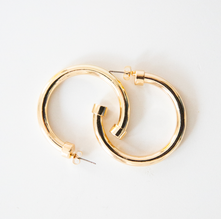 Hoo Hoops Hypoallergenic Medium Acrylic Hoop Earrings - Gold