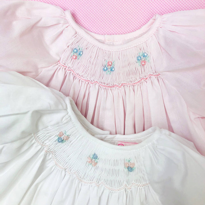 Petit Ami Pink Bubble with Novelty Smocking