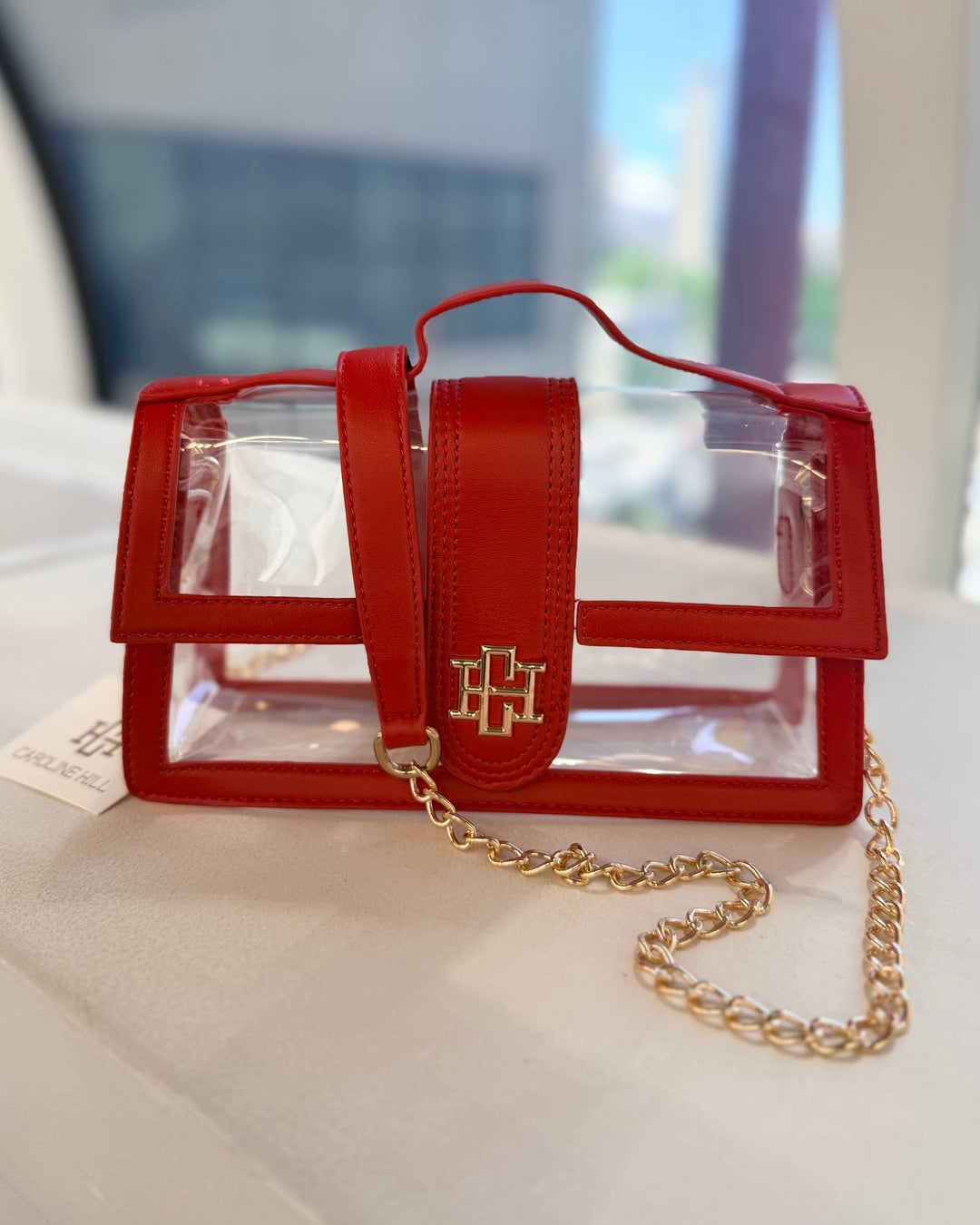 Caroline Hill Red Grace Clear Bag