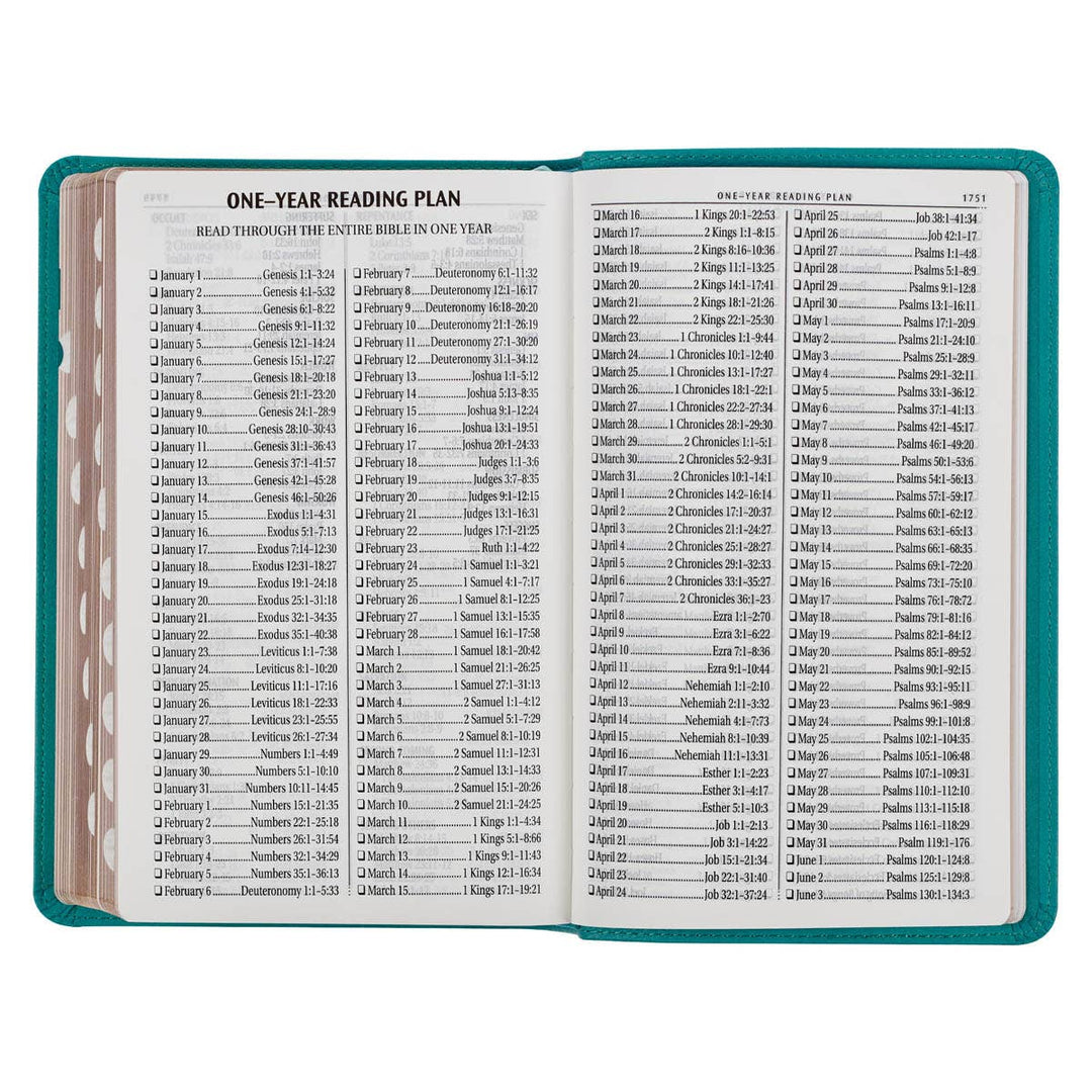 KJV Bible Giant Print Standard-size Faux Leather Teal Floral