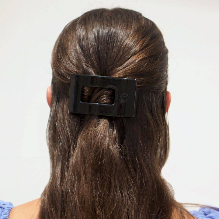 Teleties Flat Rectangle Hair Clip | Small | Jet Black