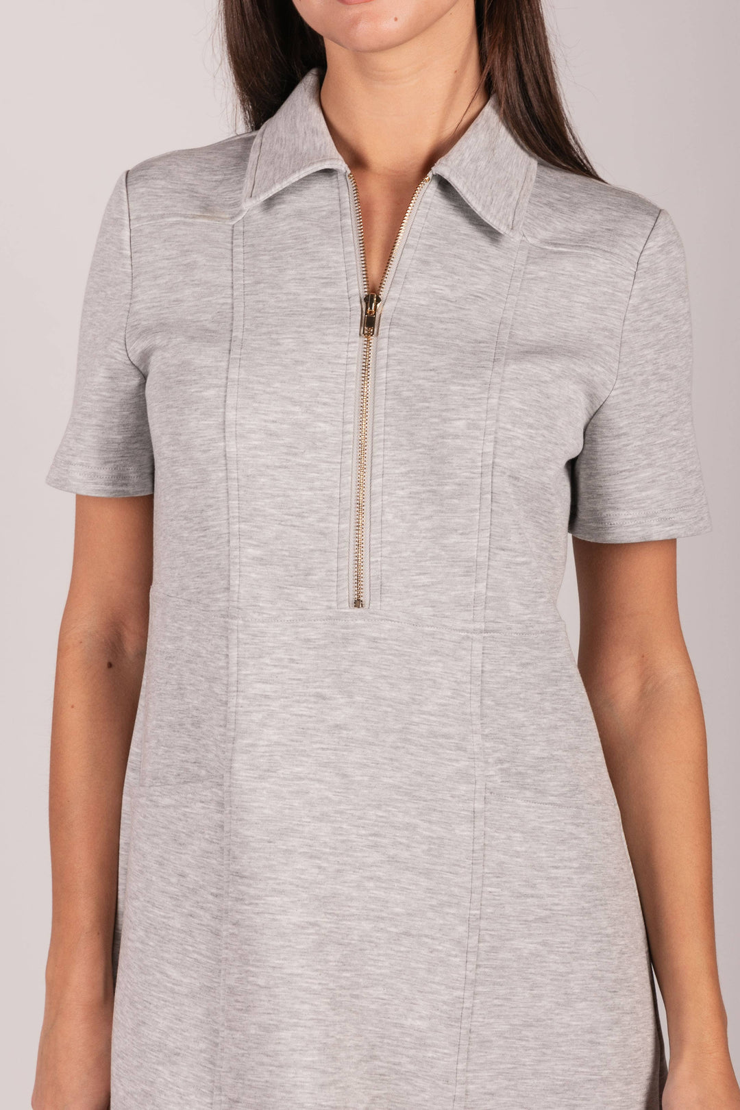 P. CILL Butter Modal Quarter Zip Short Sleeve Dress