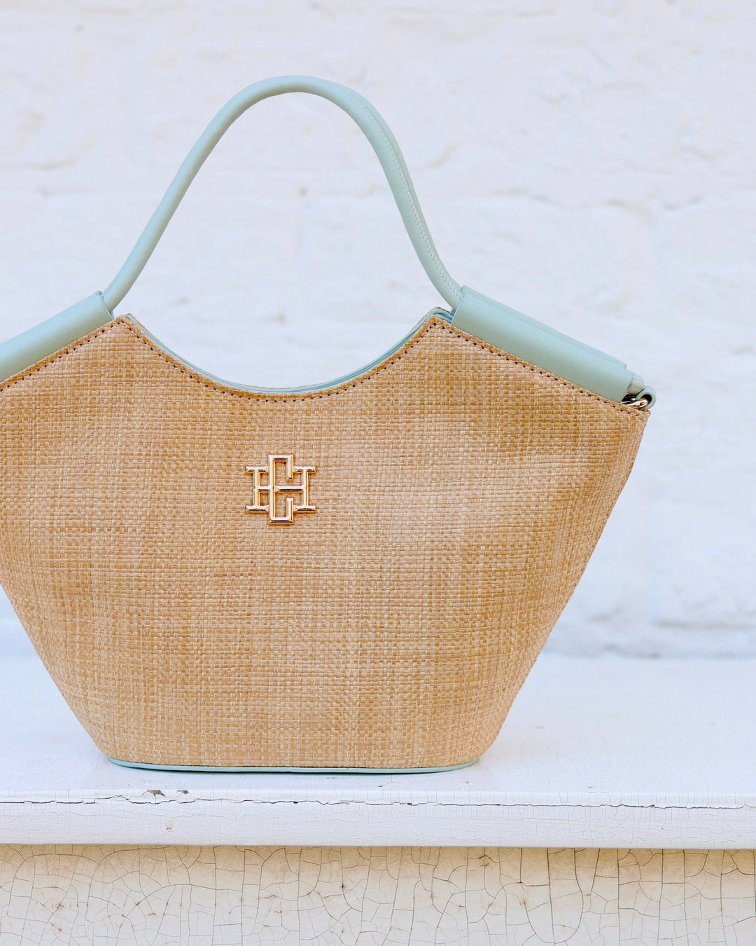Caroline Hill Leland Mini Tote Natural Mint