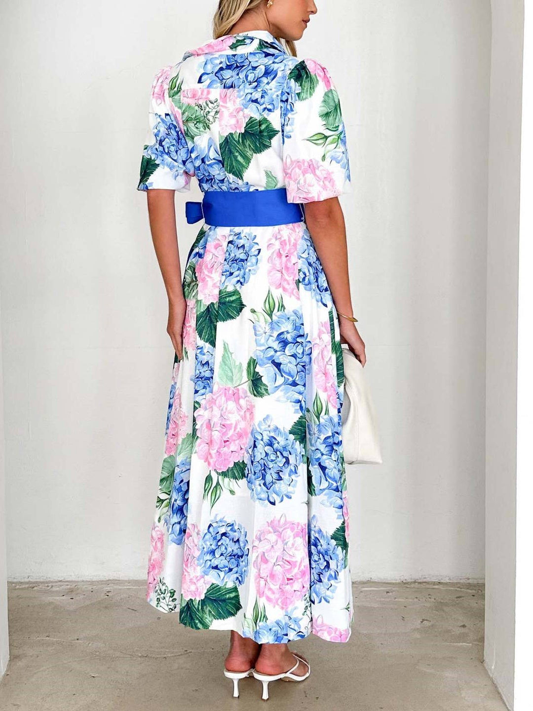 Hydrangea Bohemia Floral Print Maxi Dress