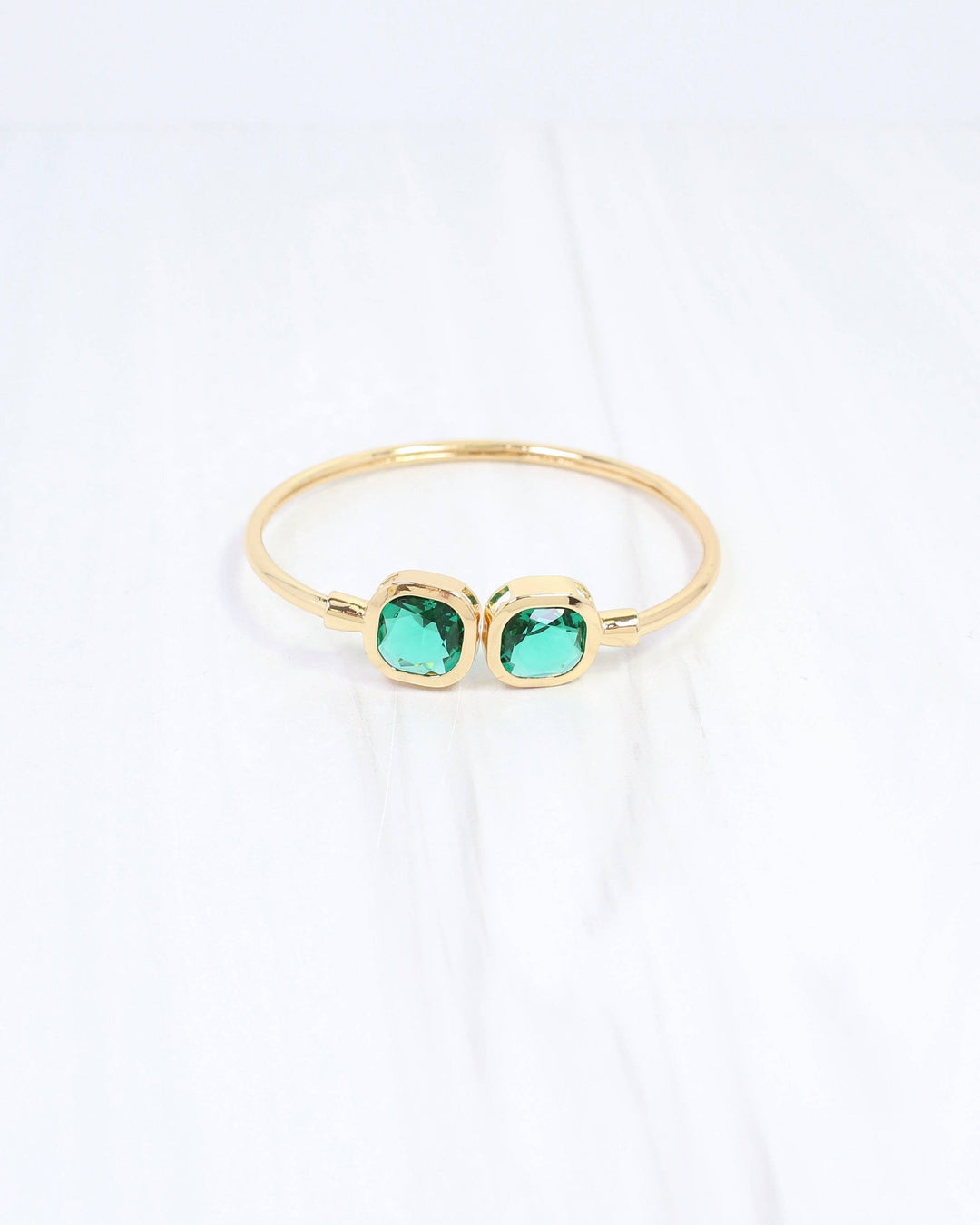 Kira Square Crystal Cuff Bracelet -Emerald