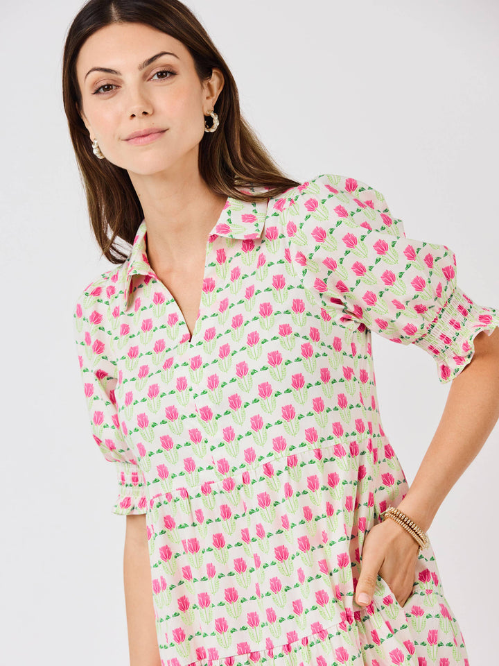 Mary Square Molly Dress | Floral Fanfare Green
