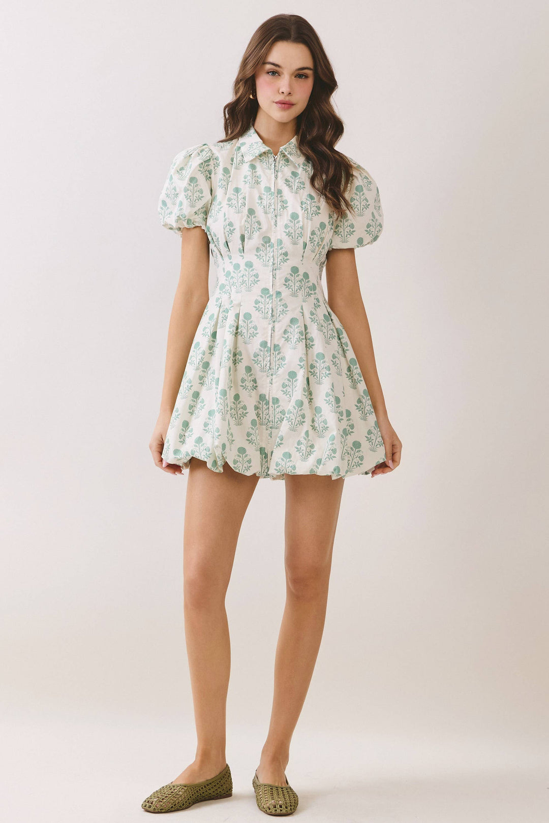 Floral Print Bubble Hem Mini Dress