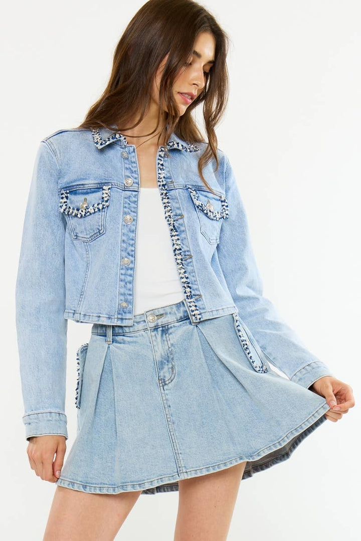 MID RISE BOUCLE TRIM MINI SKIRT-KC2244L