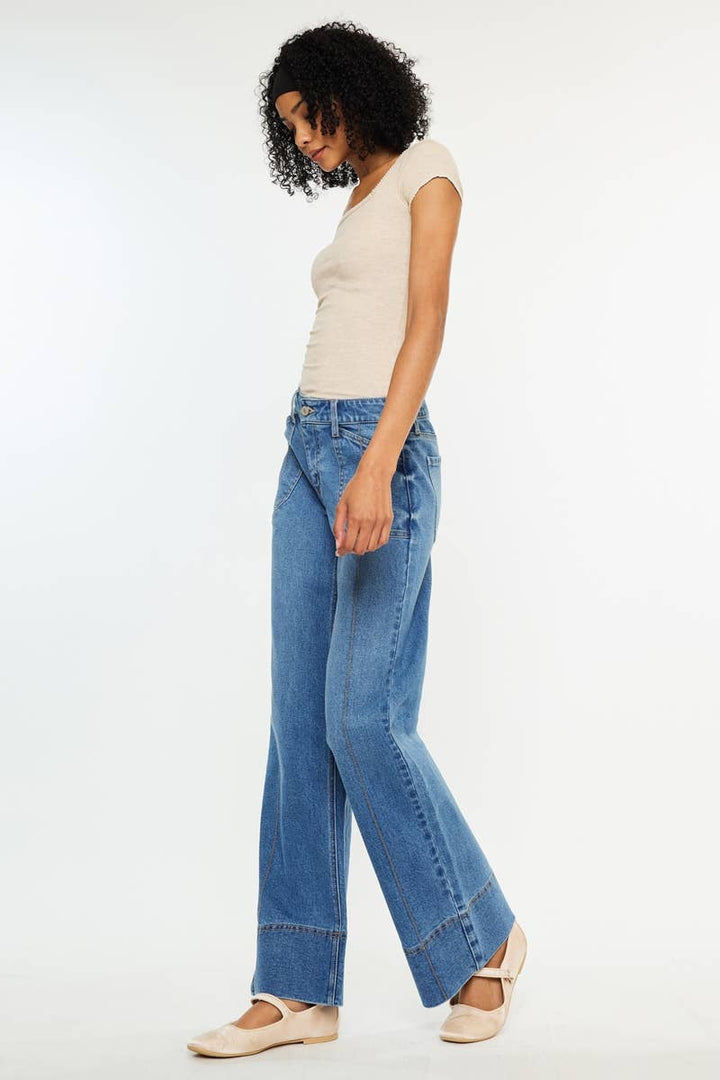 MID RISE WIDE LEG JEANS-KC70100MD