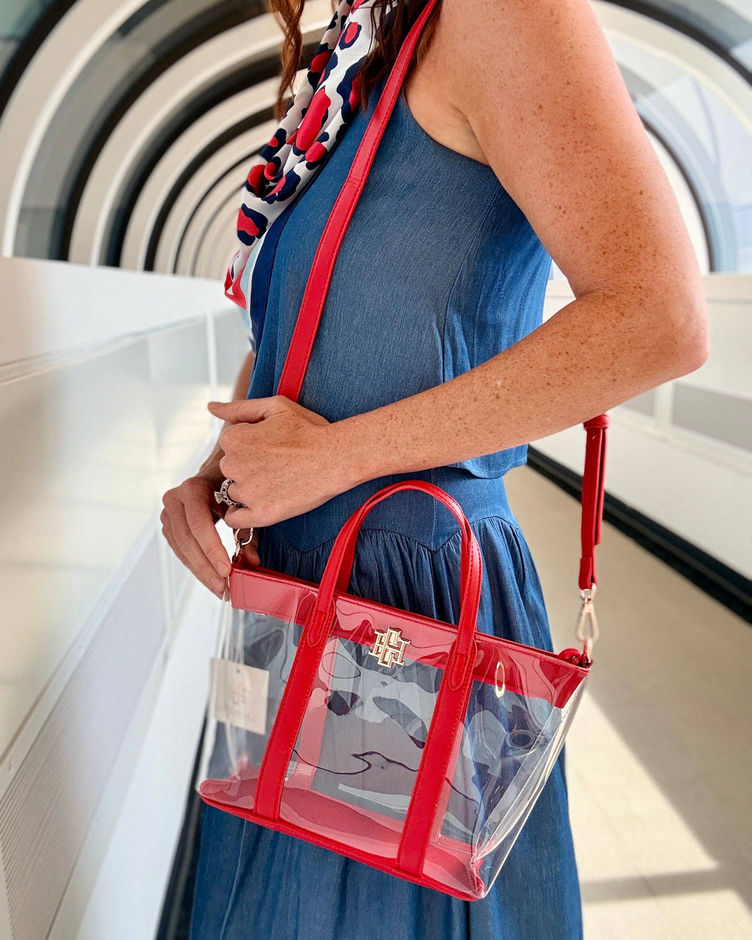 Caroline Hill Molly Clear Mini Tote - Red