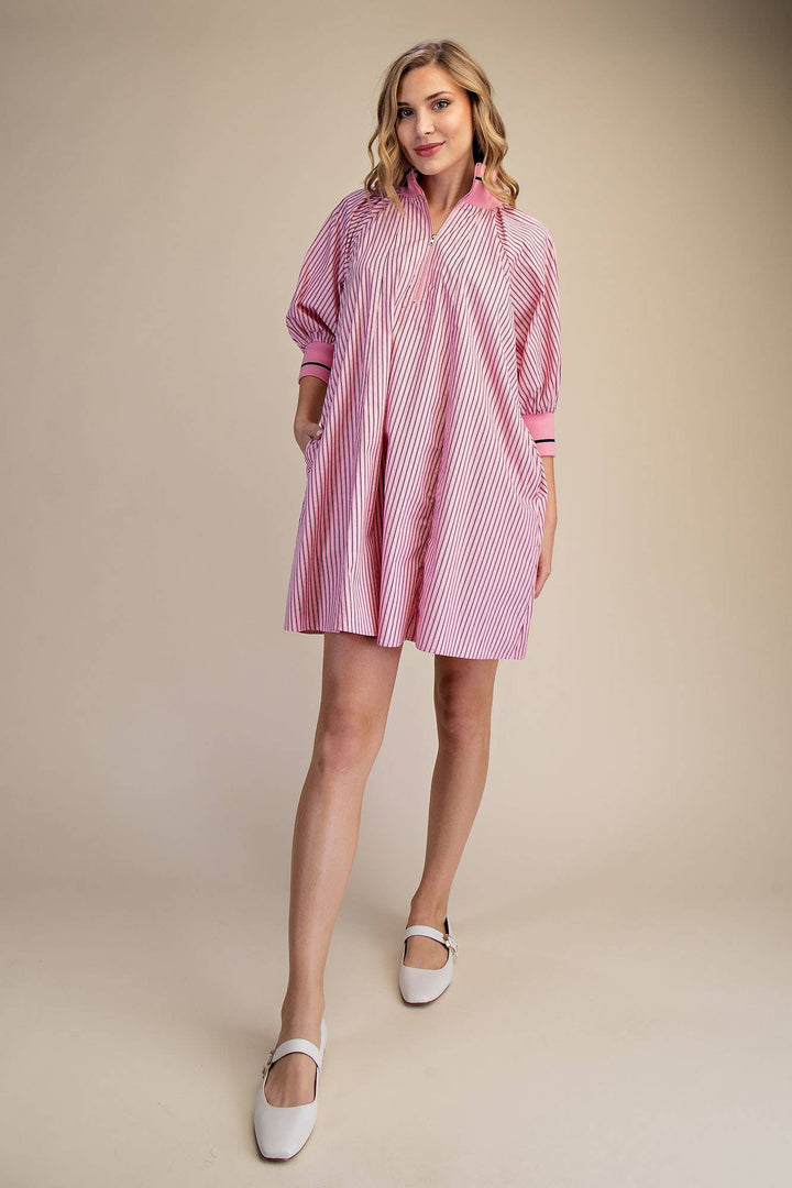 Glam Mock Neck Puff Sleeve Mini Dress