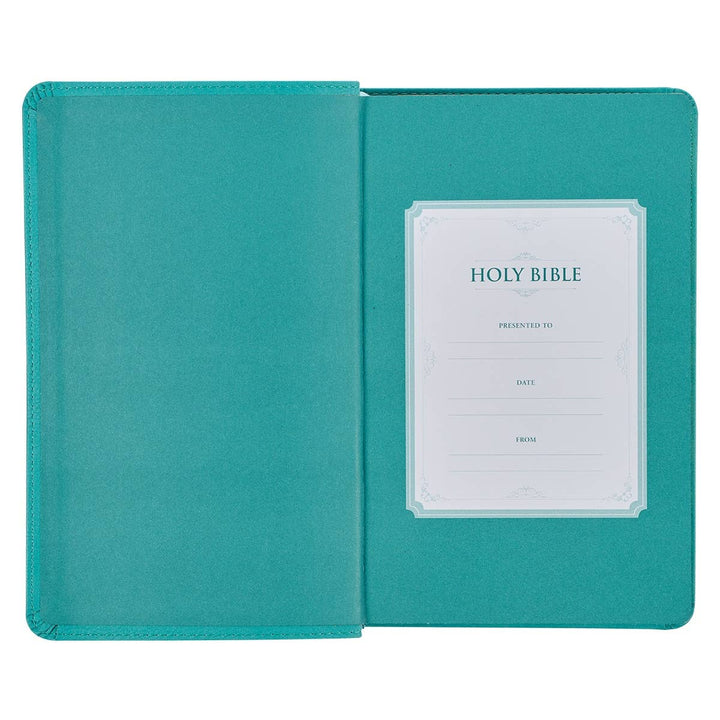 KJV Bible Giant Print Standard-size Faux Leather Teal Floral