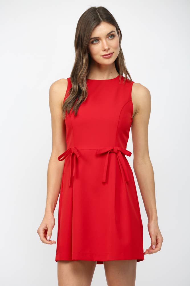 Fate Bow Tie Waist Dress- Red