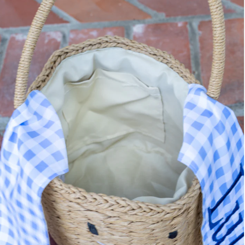 Kids Easter Egg Hunt Easter Basket - Gingham Bunny Ears